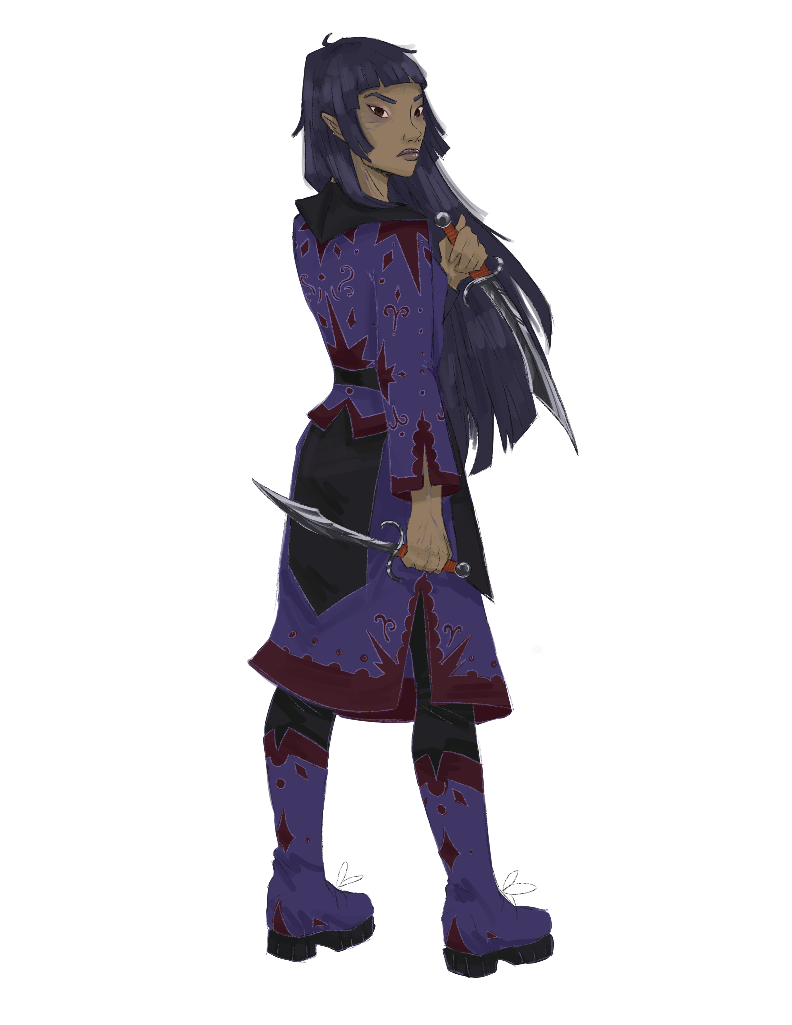 Concept art illustrating Dark Elf typical appearance.